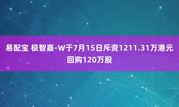 易配宝 极智嘉-W于7月15日斥资1211.31万港元回购120万股